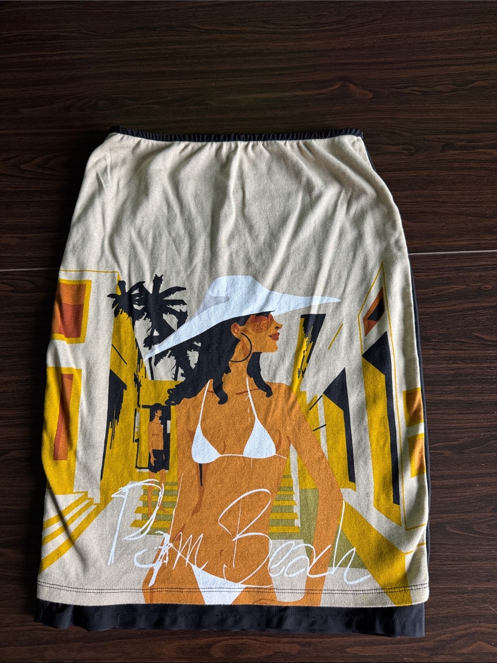 Custo Barcelona Cream Sarong with Yellow and White Graphic